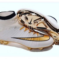 Botita Nike Mercurial Blanco/Dorado